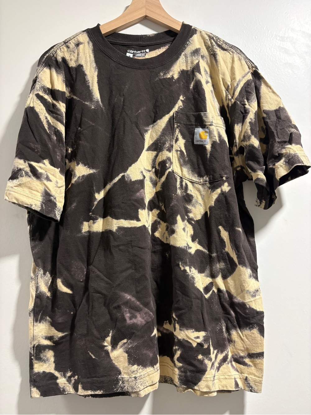 Carhartt Short-Sleeve Pocket Tee in Black and Cream Tie-Dye
